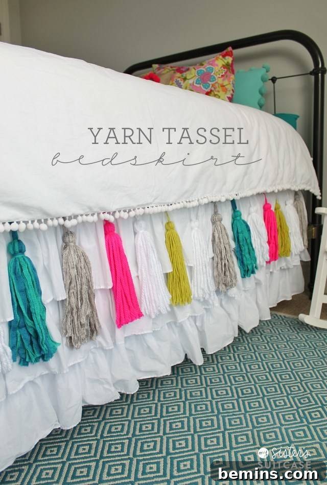 DIY Yarn Tassel Bedskirt Idea