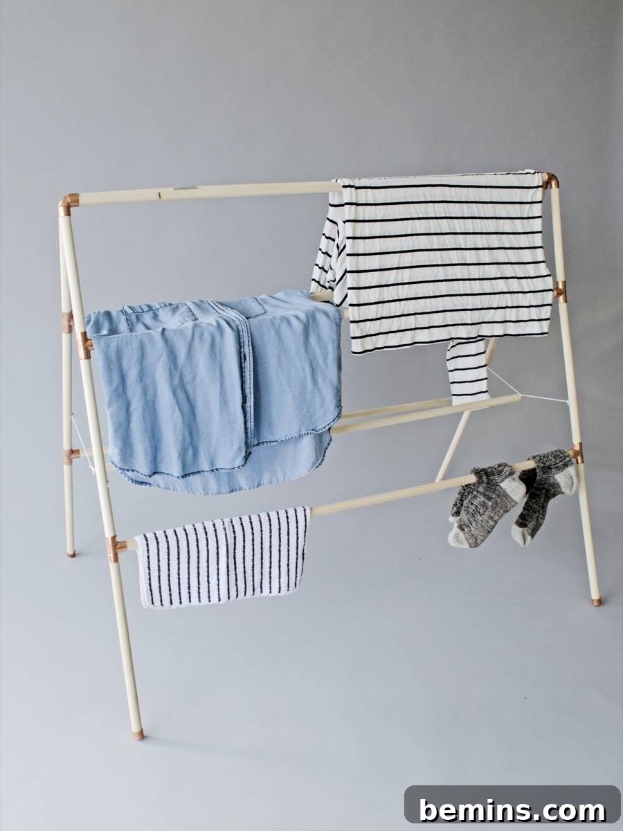 How to make a minimal copper and wood clothes drying rack
