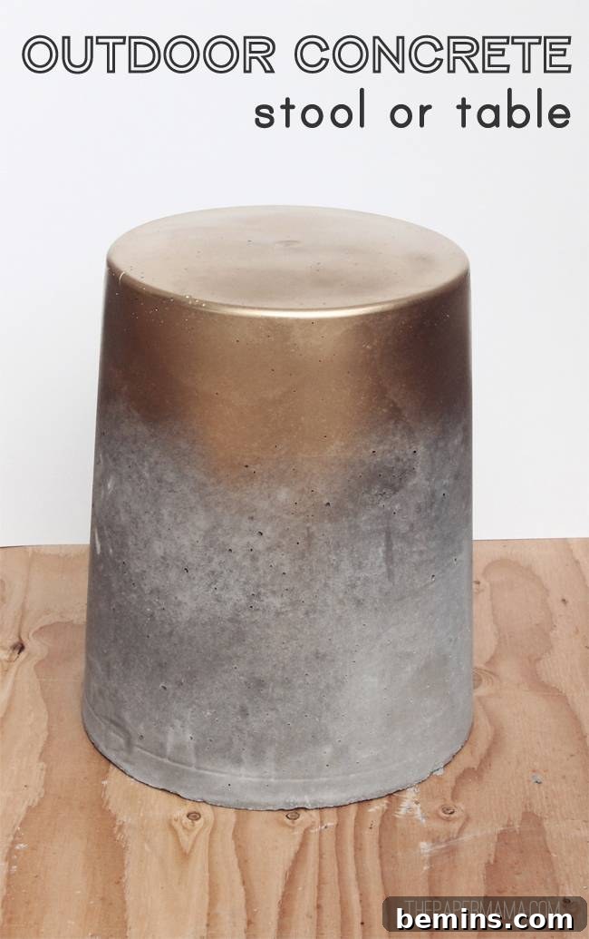 Gold Topped Concrete Stool for Outdoor Seating