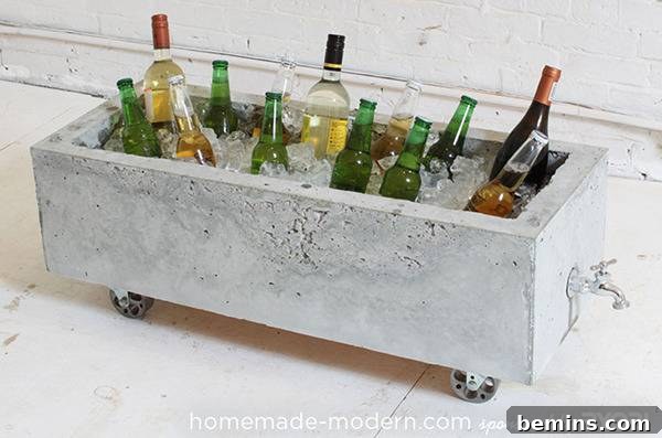Concrete Cooler Trough with Drainage for Beverages