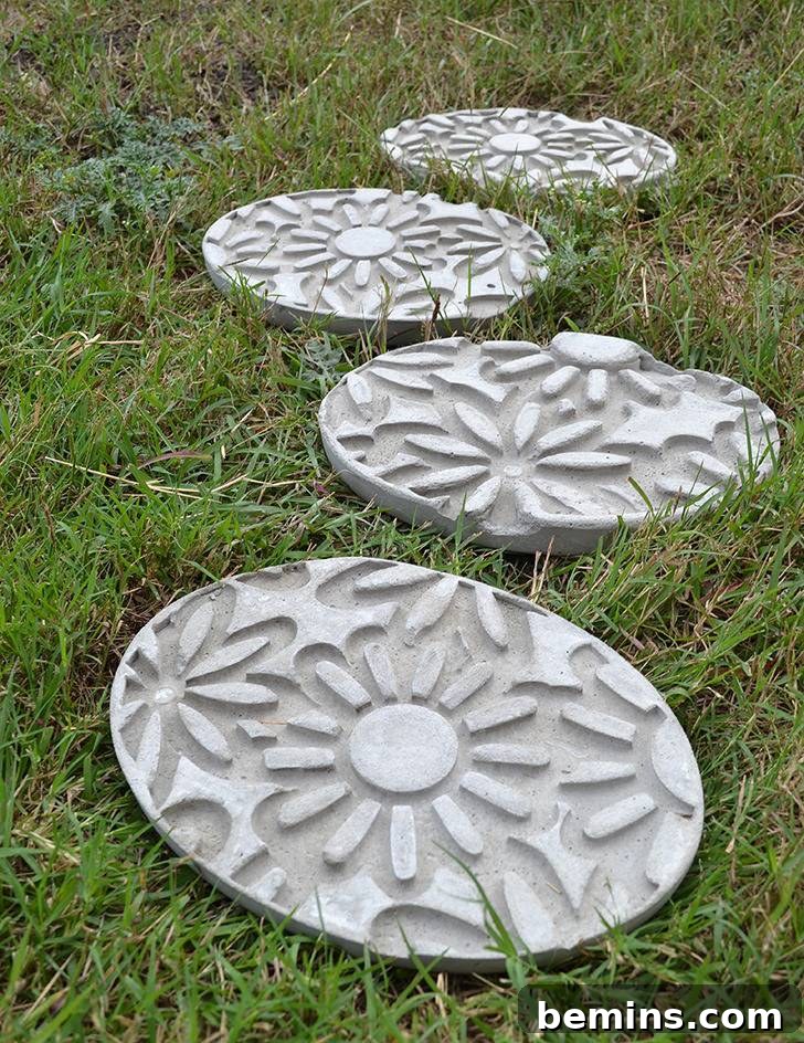 Creative Concrete Stepping Stones for Garden Paths