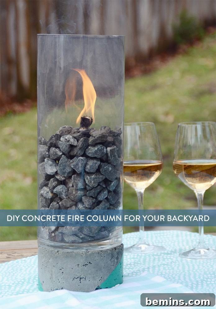 DIY Backyard Fire Pit Column 14 Share Your DIY Concrete Fire Column on Pinterest!