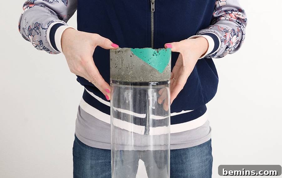DIY Backyard Fire Pit Column 9 Applying Glue to the Vase