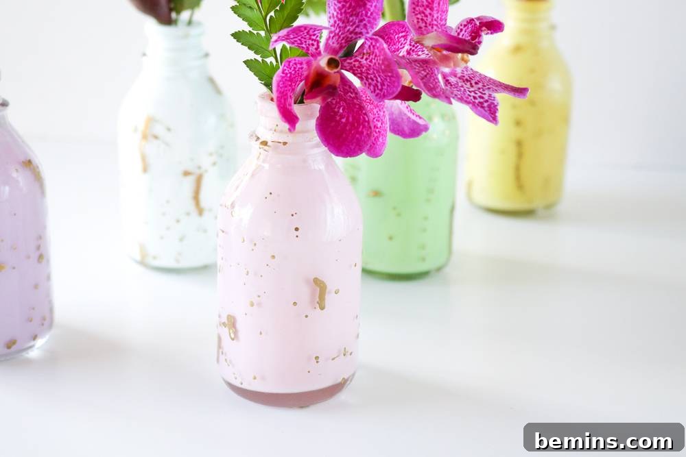 DIY Pastel Gold Leaf Bud Vases