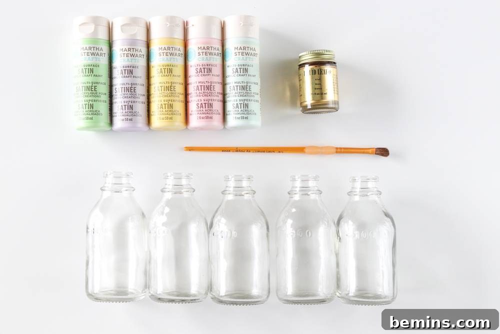DIY Pastel Gold Leaf Bud Vases