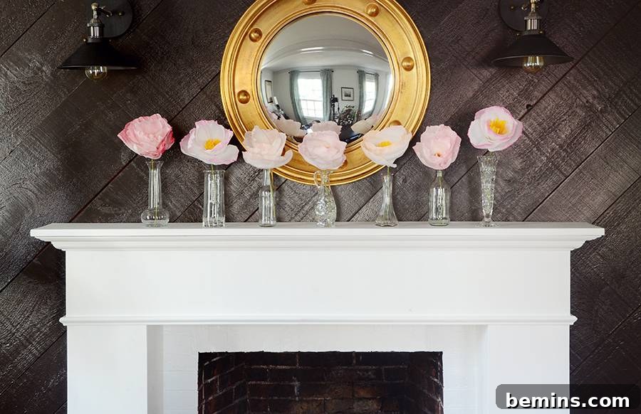 Delicate Paper Blooms: A Spring Mantel Masterpiece 13 Stretching and Shaping Petals for Natural Look
