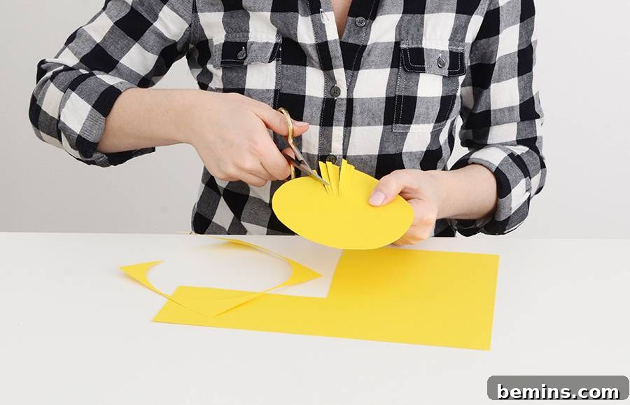 Delicate Paper Blooms: A Spring Mantel Masterpiece 5 Cutting Yellow Paper for Flower Stamen