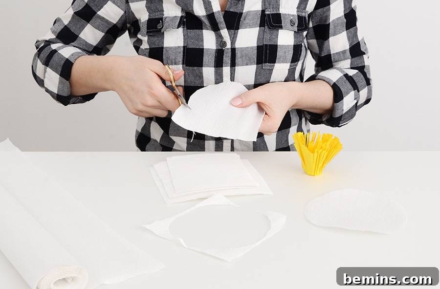 Delicate Paper Blooms: A Spring Mantel Masterpiece 6 Cutting Crepe Paper for Flower Petals