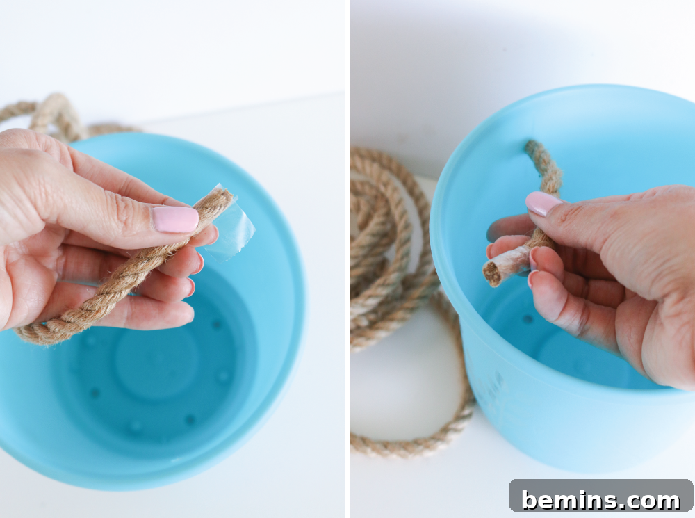 Attaching the Rope Handle to Your DIY Easter Basket