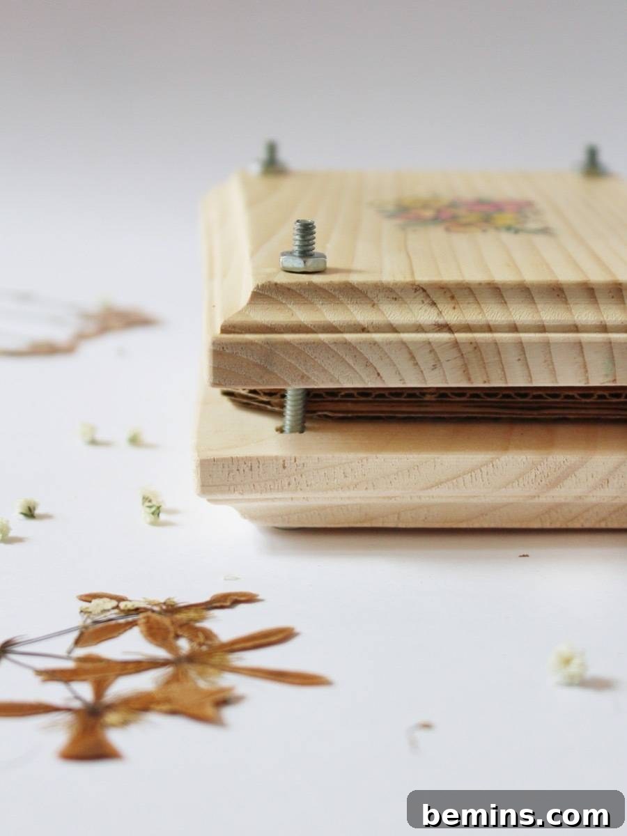 How to press flowers in a handmade flower press
