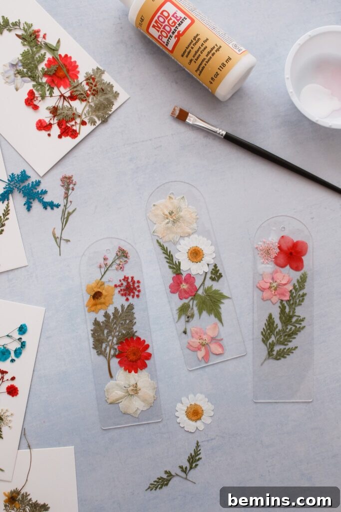 Pressed flower bookmarks from Entertain the Idea.