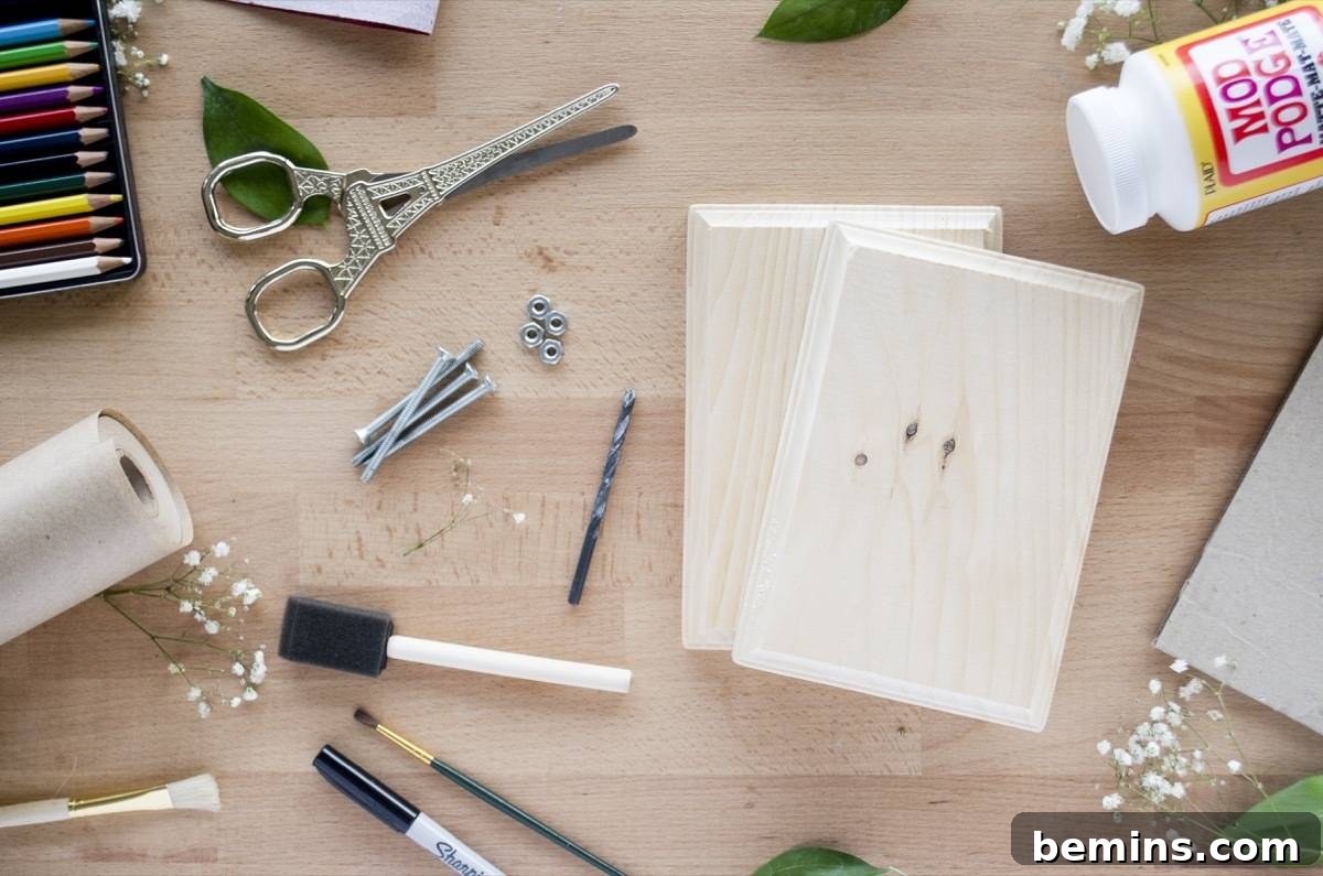 Materials needed to make a flower press