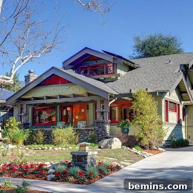 Easy, breezy Californian bungalow exterior with vibrant landscaping, featured by Cal Bungalow on Instagram