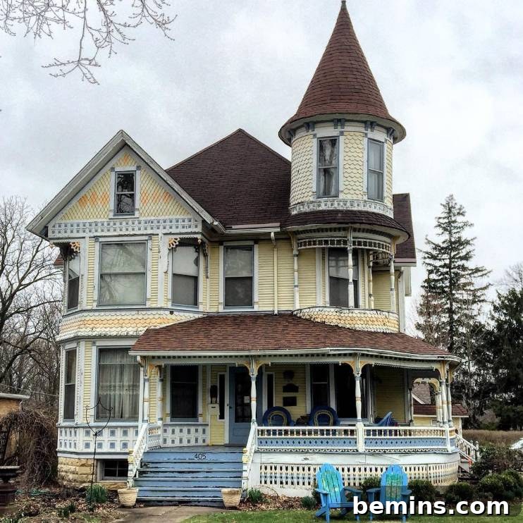 Historic Midwest home exterior, beautifully preserved and captured by Mark Huntsman on Instagram
