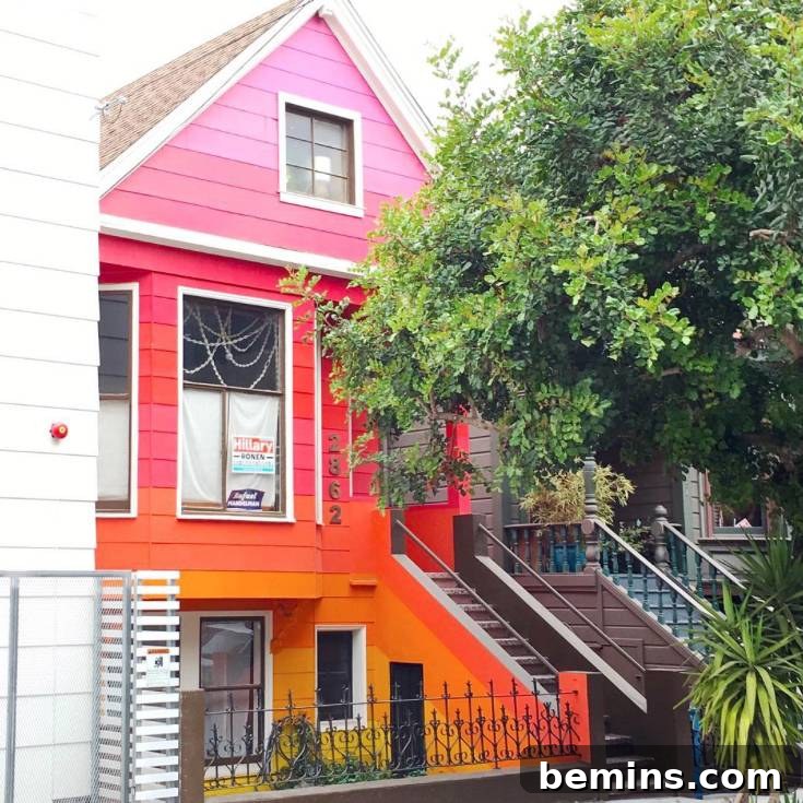 Brightly painted Victorian house exterior in San Francisco, California, captured by Patrix15 on Instagram