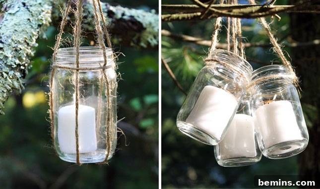 DIY Jute-Hanging Candle Jar Lanterns