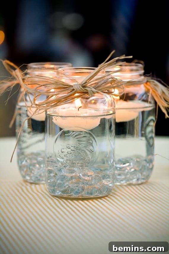 DIY Floating Candle Mason Jar Centerpieces
