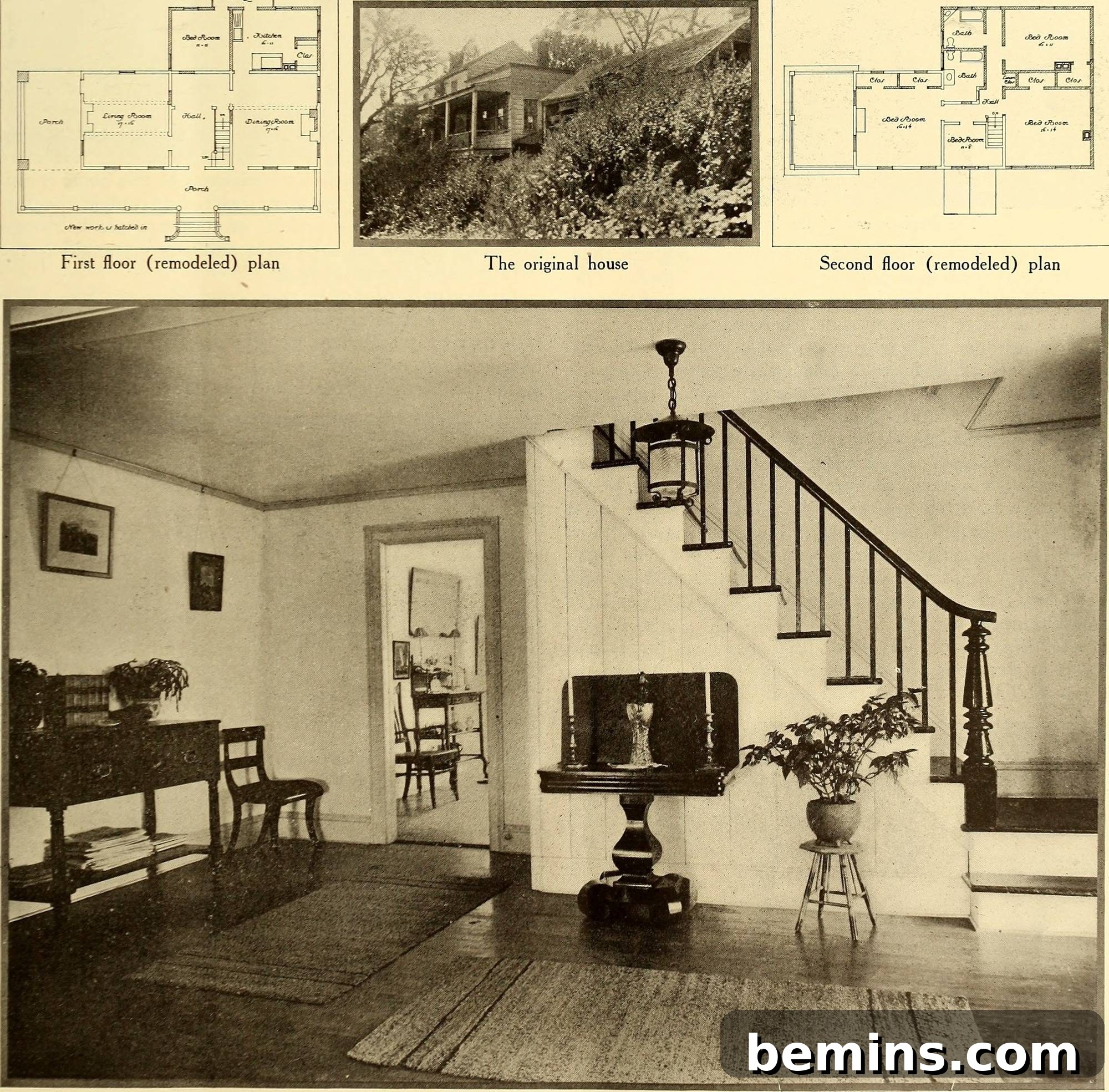 Farmhouse interior from the 1913 book, A Collection of Homes & Gardens.