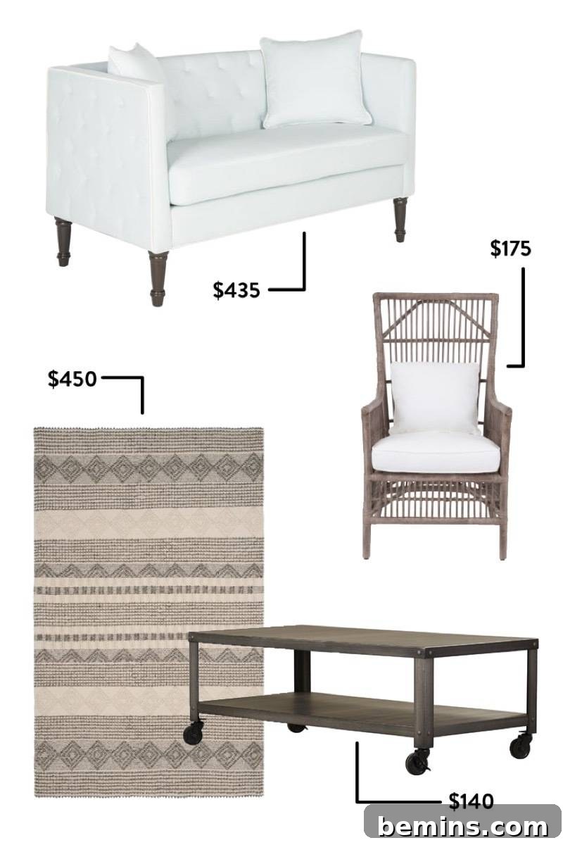 Furniture items for farmhouse modern style