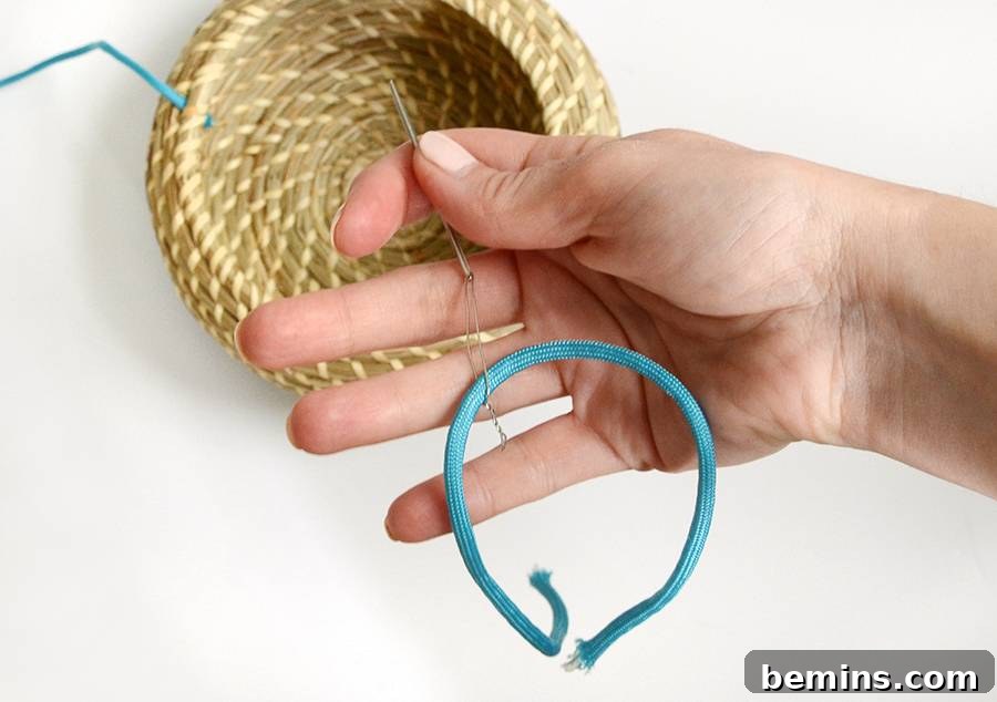 Creating a wire loop for threading the cord