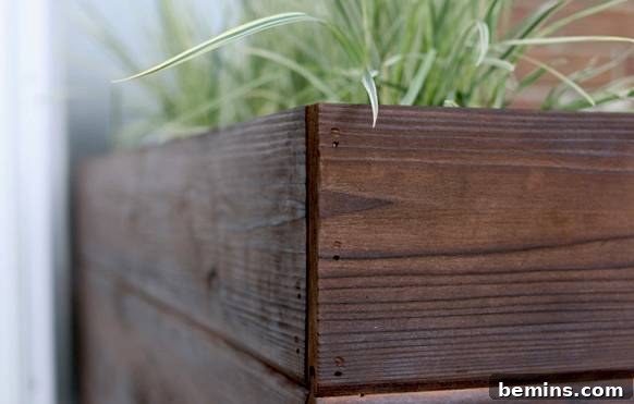 Finished planter box on the porch