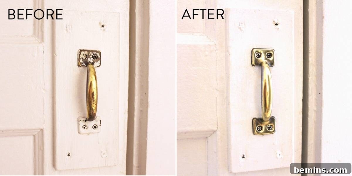 Before & After: Removing paint by soaking hardware in hot water