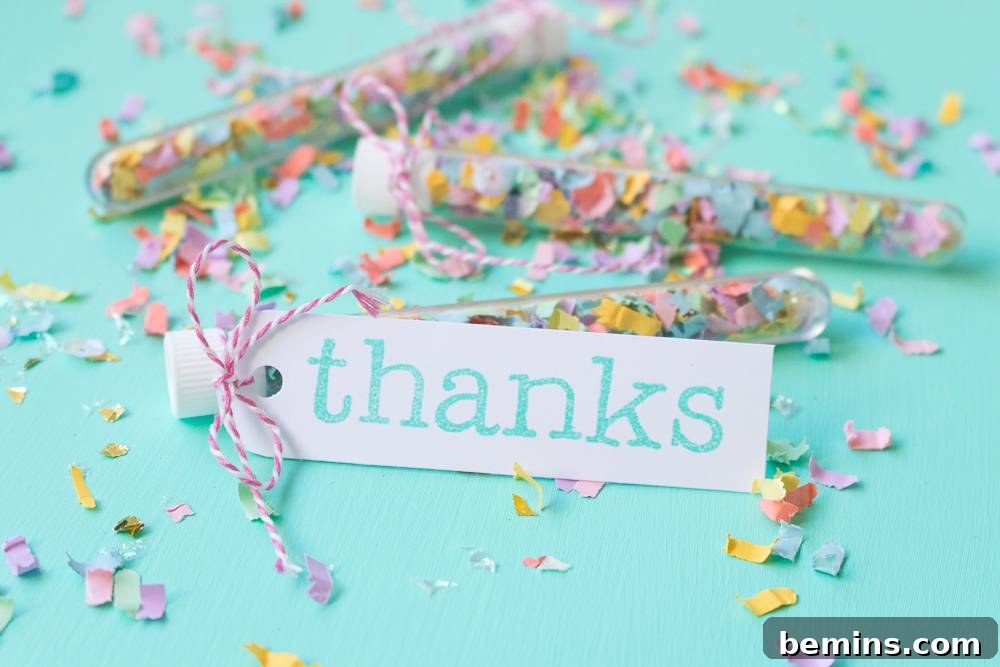 Close-up of DIY Confetti Wedding Favors.