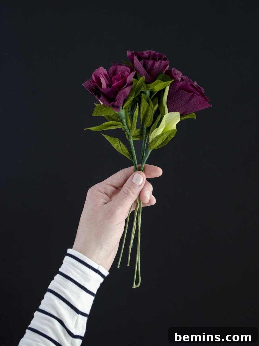 Crepe paper roses look like real flowers