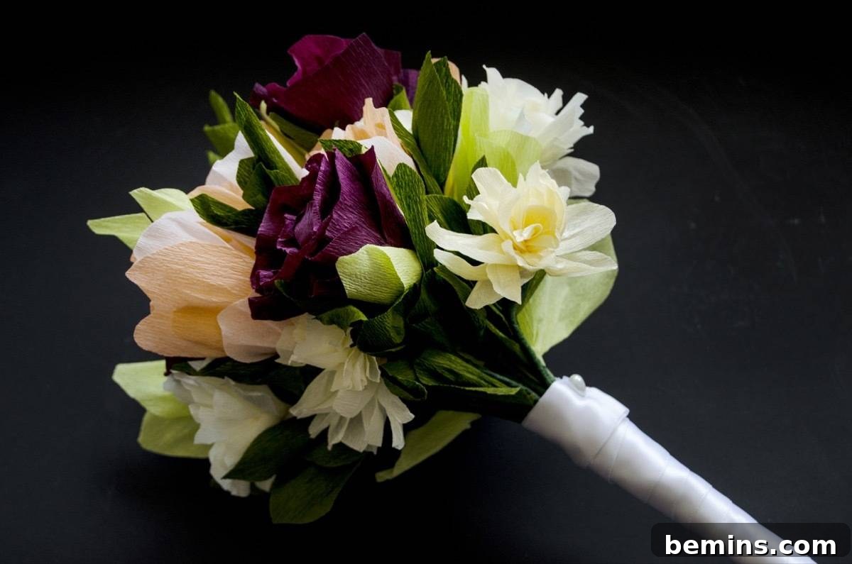DIY crepe paper bridal bouquet