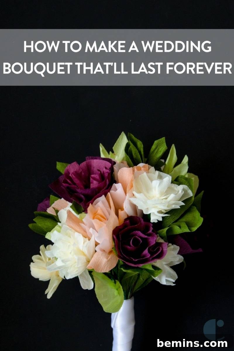 Create a bridal bouquet from crepe paper that you can keep forever!
