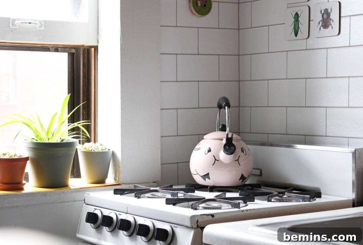 How to transform a rental kitchen using fake subway tile