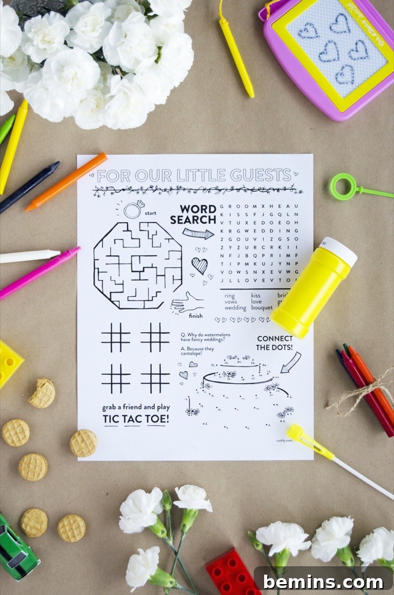 Wedding activity pages | Free printable! Keep kids entertained with fun activities during your wedding celebration.