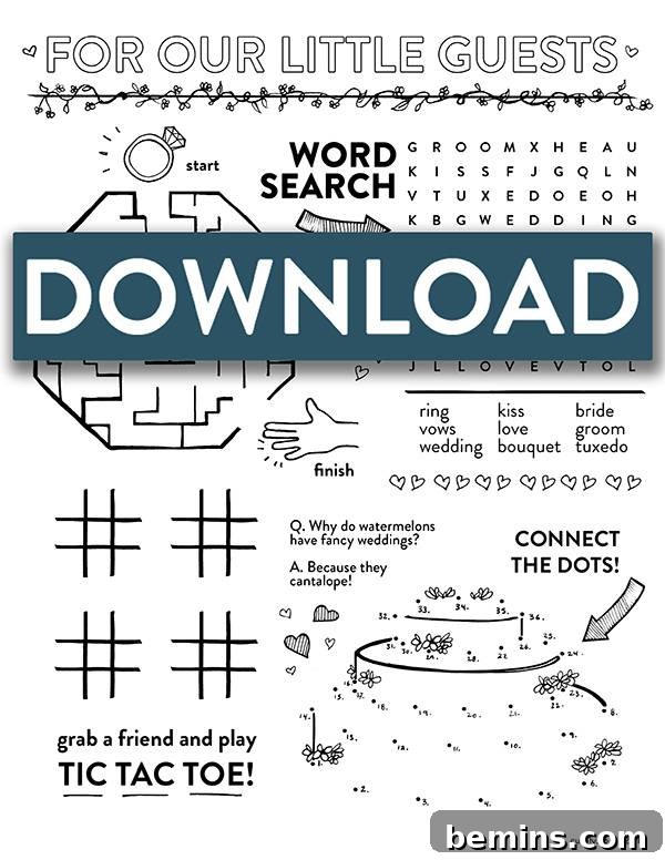 Download : For Our Little Guests - Free printable wedding activity sheet.