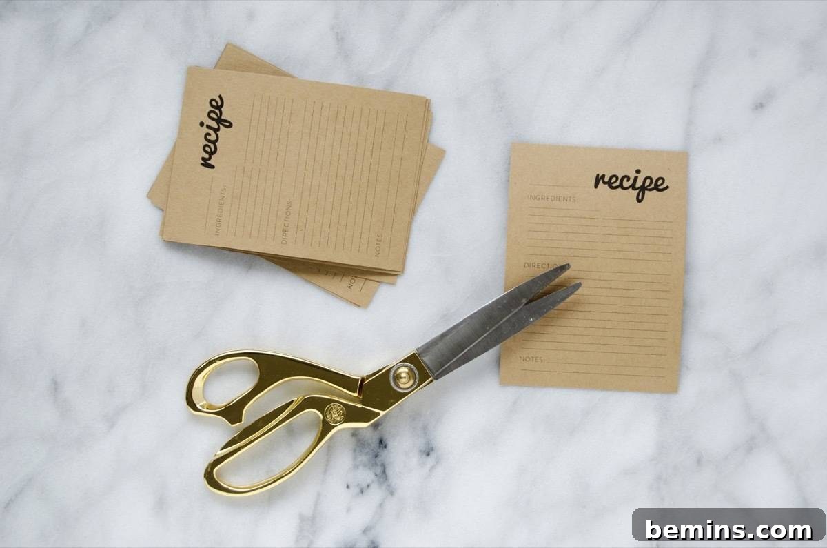 Craft a Personalized Recipe Organizer 4 Printing and cutting free printable recipe cards on cardstock