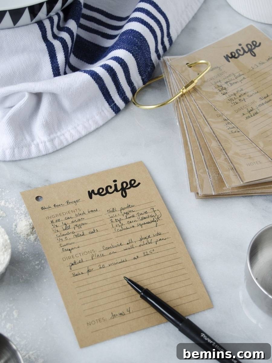 Craft a Personalized Recipe Organizer 8 Completed key ring recipe holder with free printable cards, ready for kitchen use