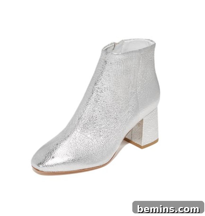 Shiny Silver Booties