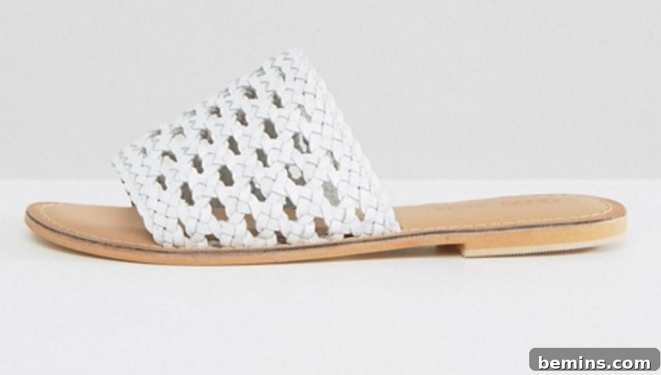 ASOS White Woven Leather Sliders