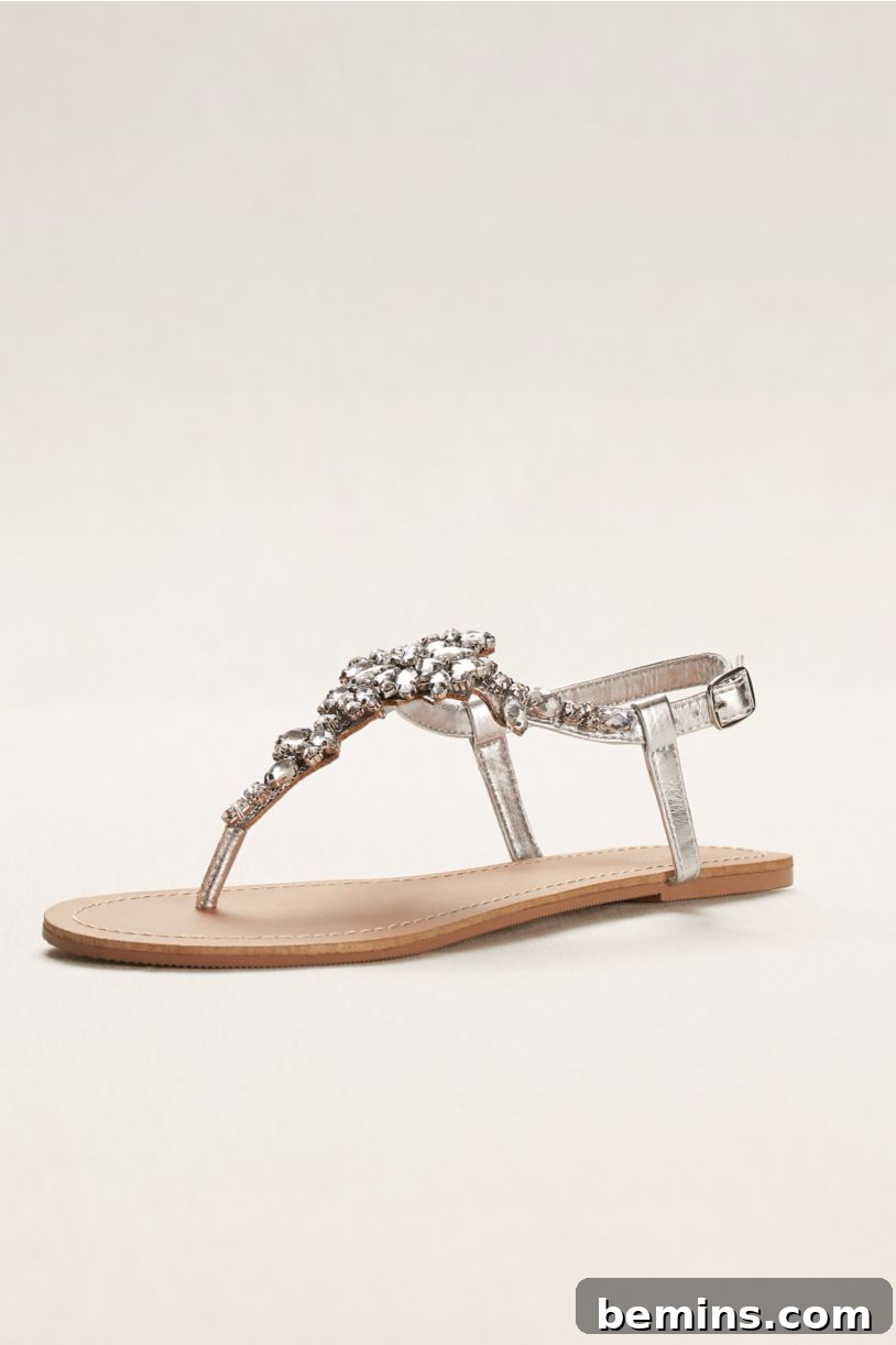 David's Bridal Jeweled T-Strap Sandals