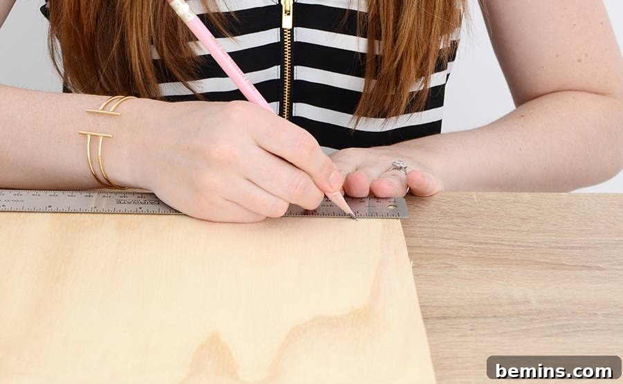 Marking Drill Holes on Wooden Board