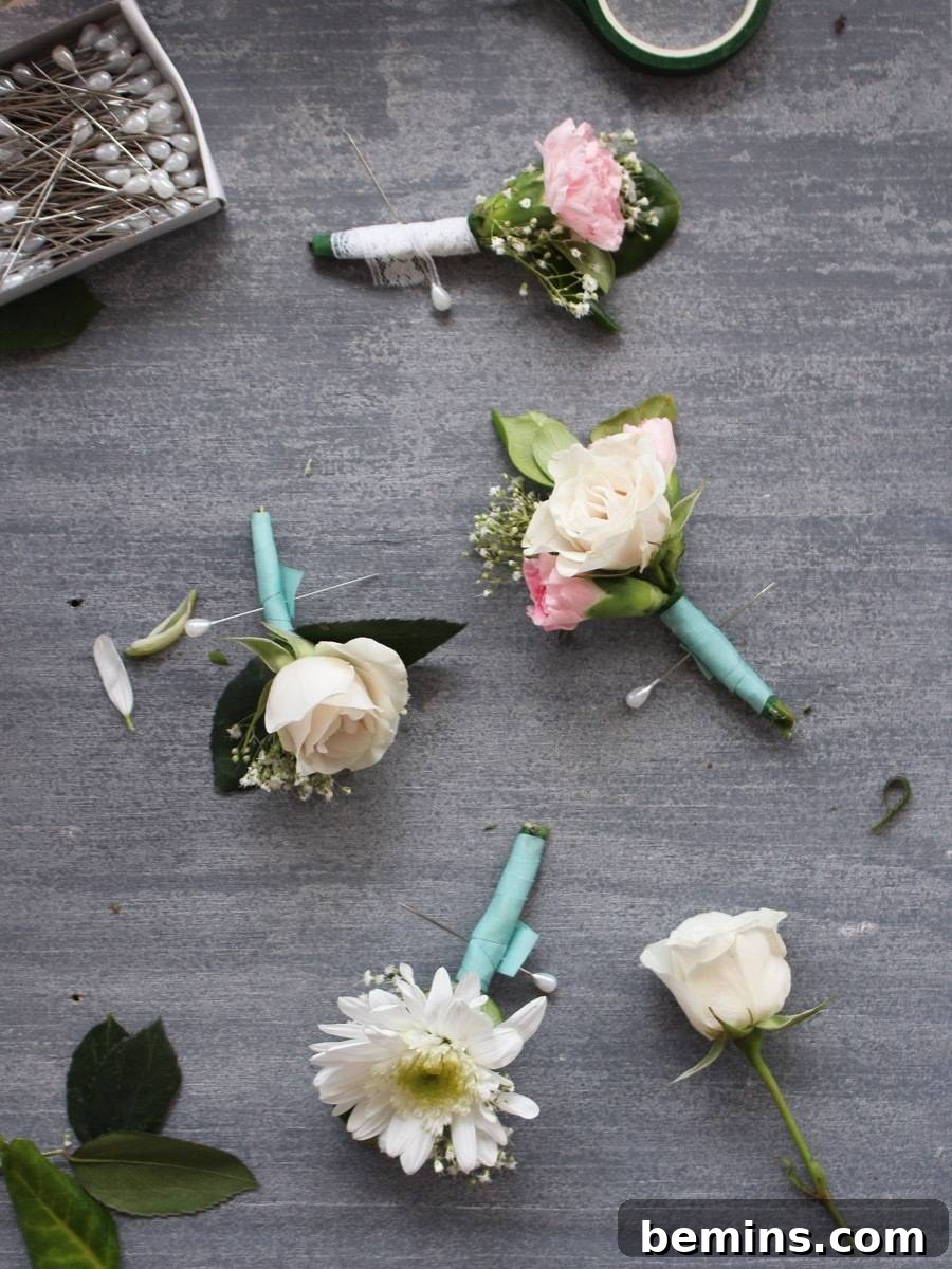 Mastering the Boutonniere Before Your Wedding 9 Save money on your wedding day with this DIY boutonniere tutorial!