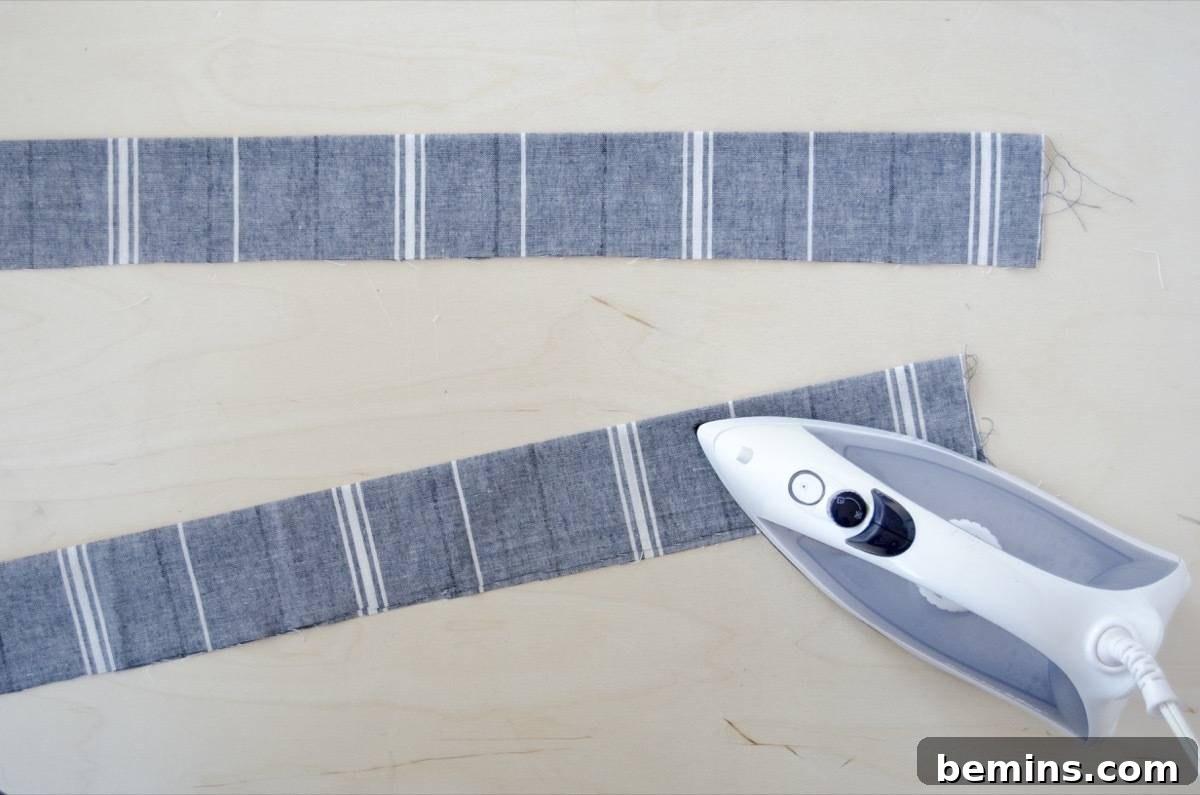 Half apron tutorial: Iron the straps
