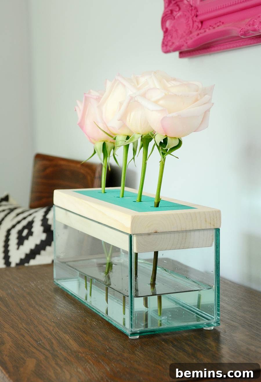 Painting the Wood Top of the DIY Glass Trough Vase