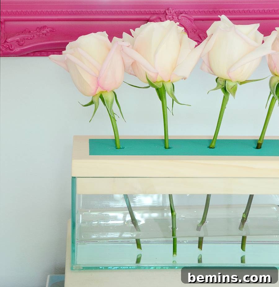 Close-up of the Elegant DIY Glass Trough Vase