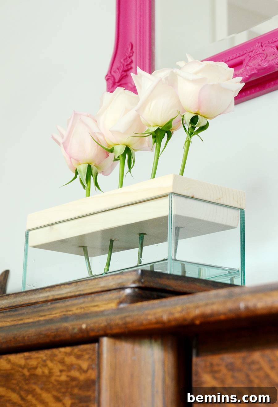 DIY Glass Trough Vase with Rose Gold Accents