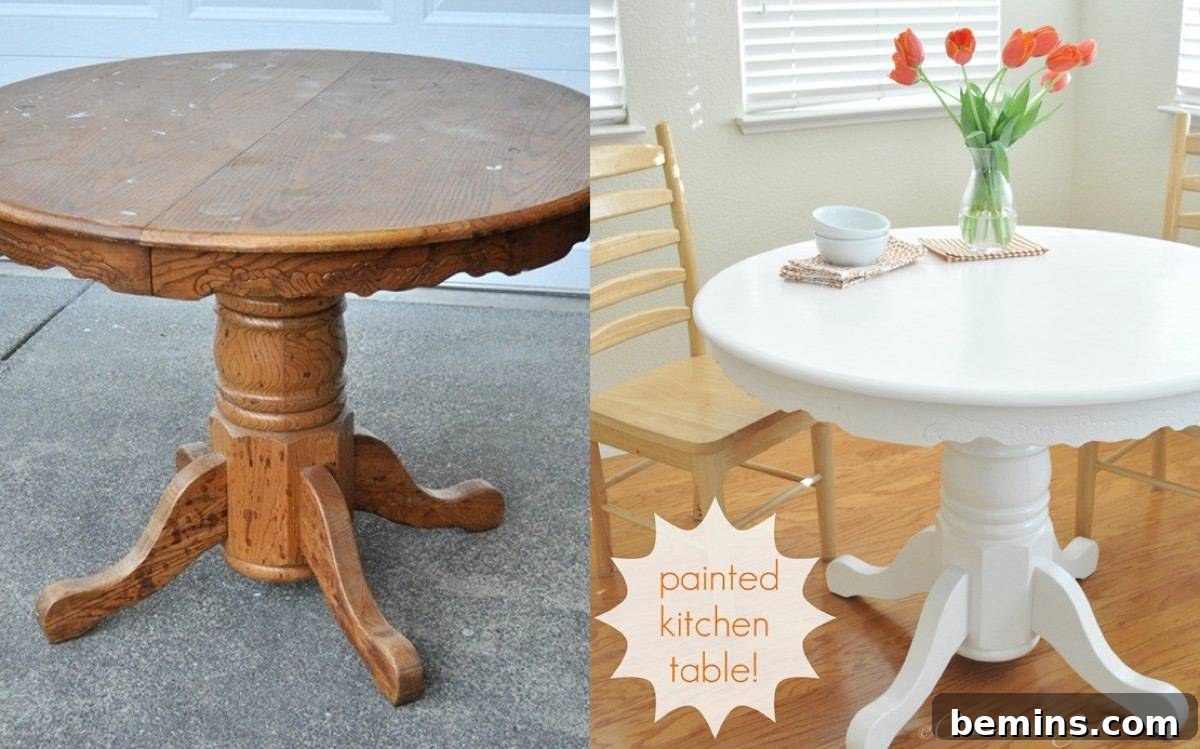 Furniture Transformation Ideas: 67 Stunning Before & After Projects 13 Kitchen table with new coat of paint