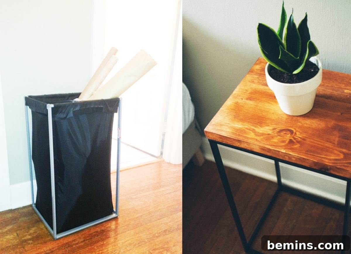 Furniture Transformation Ideas: 67 Stunning Before & After Projects 22 Clothing hamper turned side table
