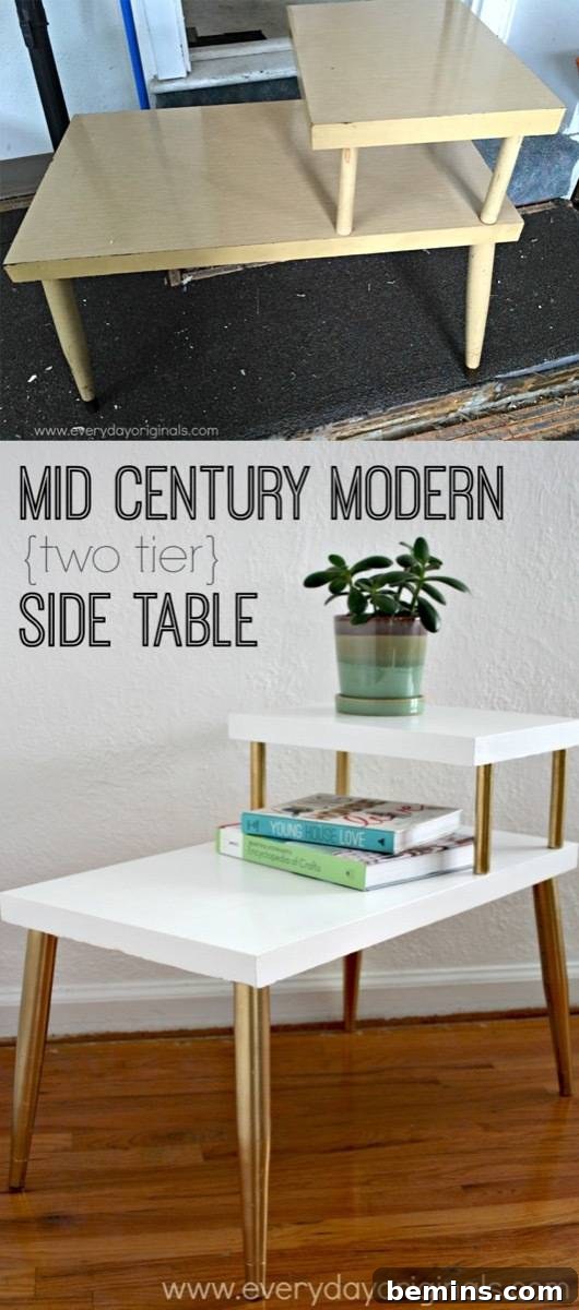 Furniture Transformation Ideas: 67 Stunning Before & After Projects 24 Side table with white and gold combination