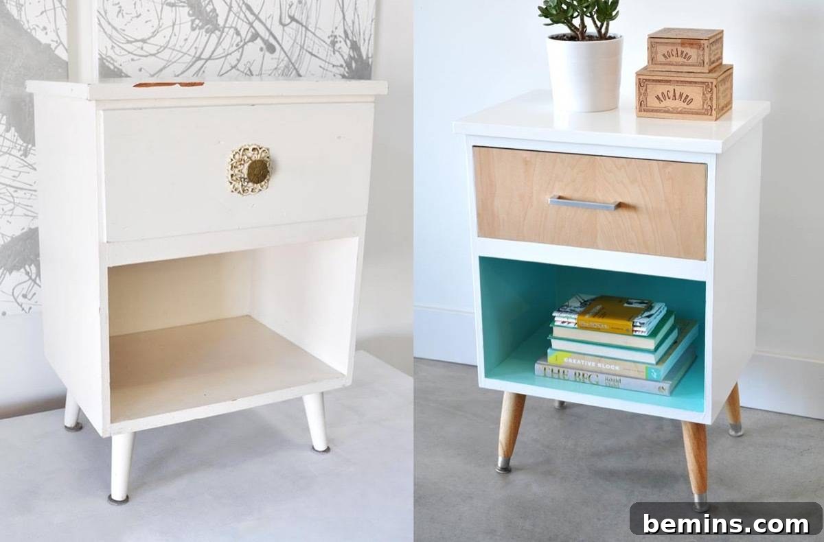 Furniture Transformation Ideas: 67 Stunning Before & After Projects 25 Nightstand with updated hardware
