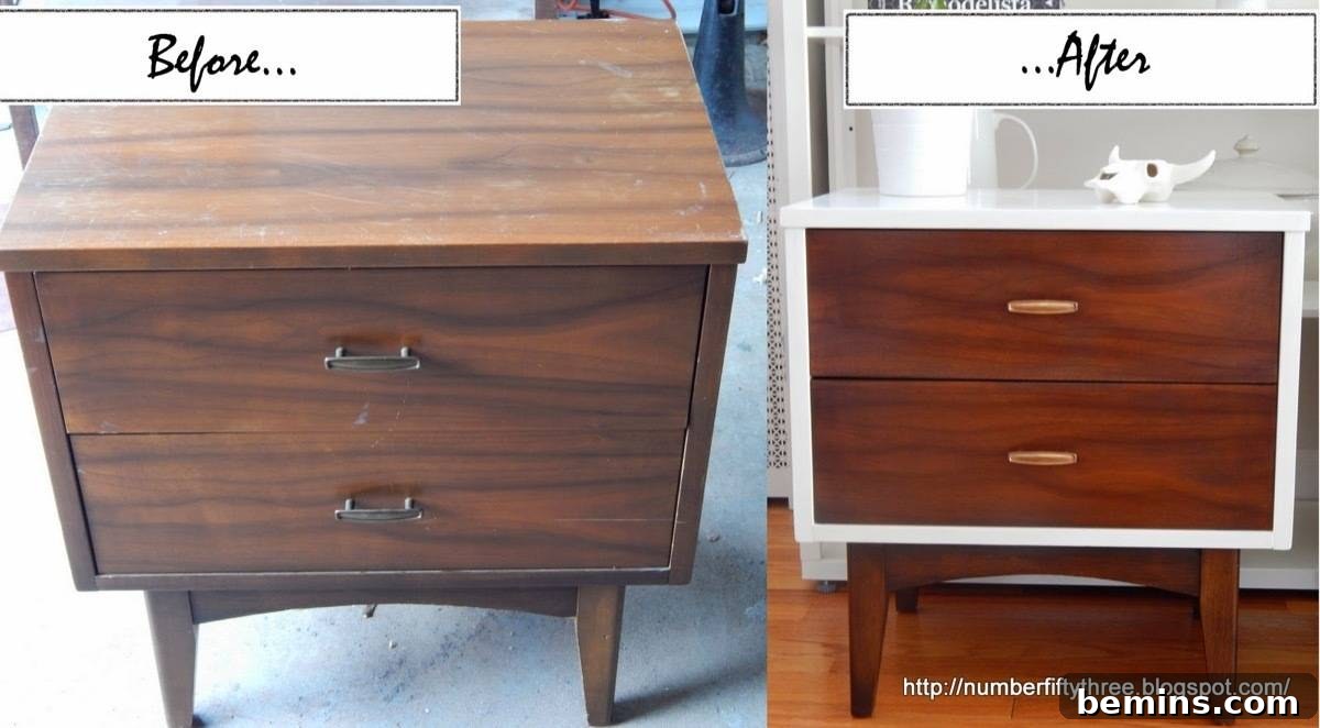 Furniture Transformation Ideas: 67 Stunning Before & After Projects 26 Mid-century nightstand with TLC