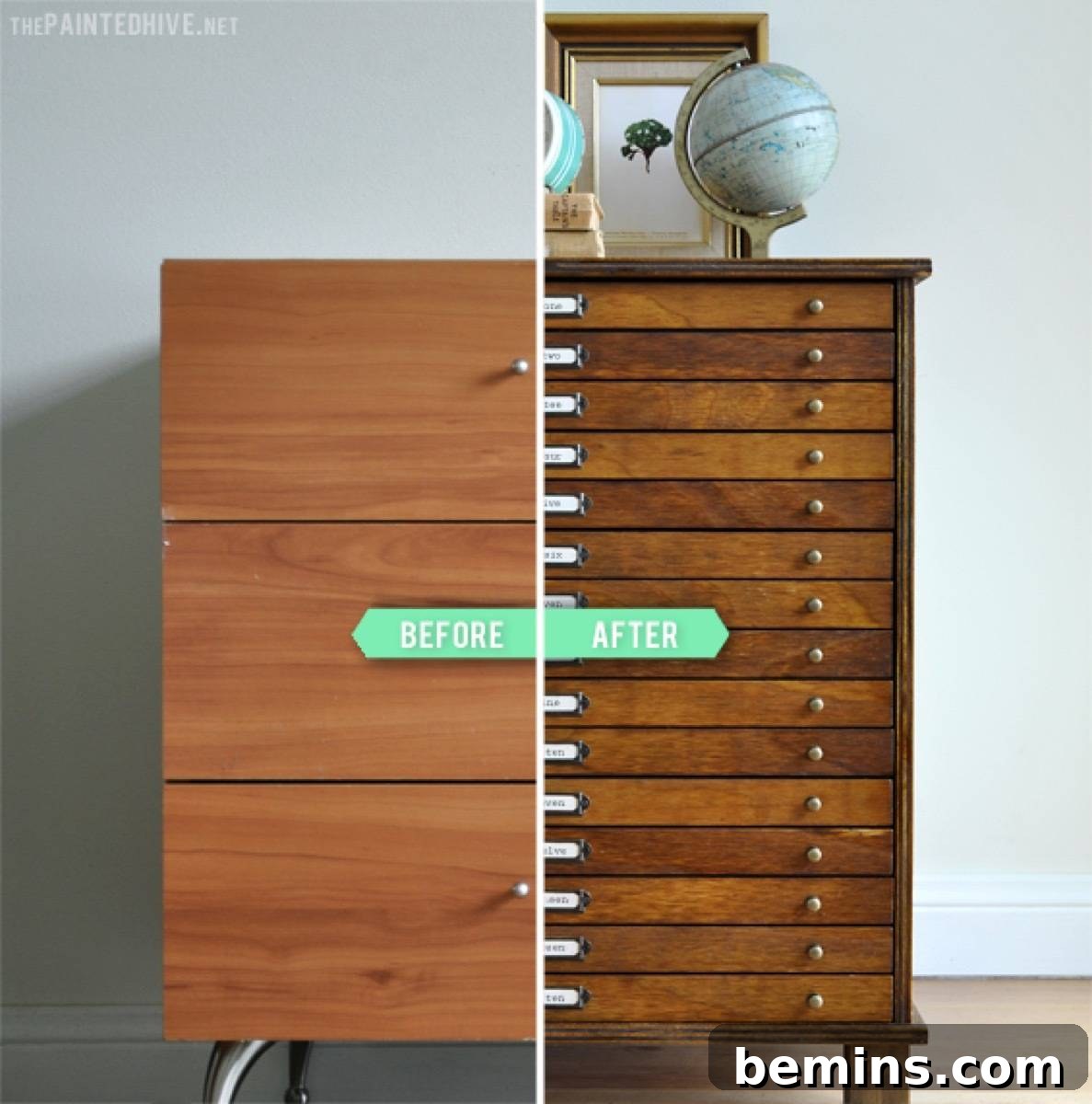 Furniture Transformation Ideas: 67 Stunning Before & After Projects 29 Side table with specimen drawers